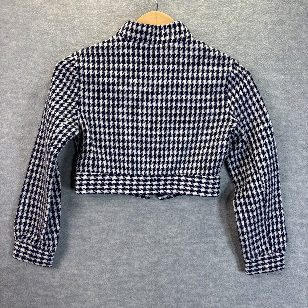 True Vintage Child's Houndstooth Suit 70s Blue Zipper Size 10 30" Chest Unique - Picture 8 of 16